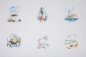 Preview: Panel 170 x 110 cm, 6 maritime Motive in Aquarelloptik