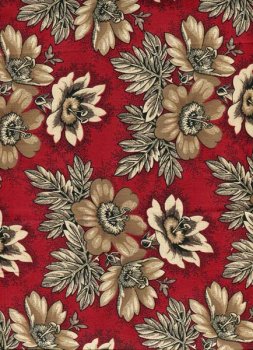 Große Blüten beige-schwarz auf Rot