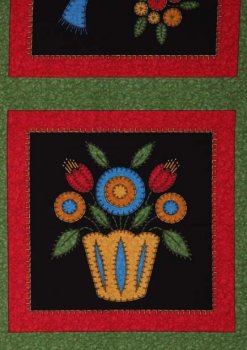 Panel 60 x 110 cm, Naive Blüten auf Schwarz