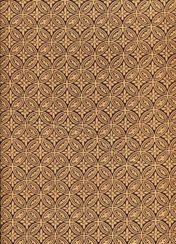 Baumwollstoff Schwarze Kreisornamente auf Goldbeige