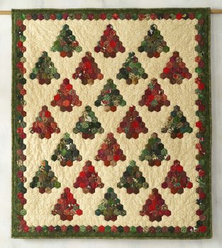 Quilt - 24 Hexagon Tannenbäumchen