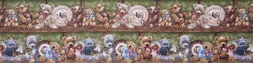 Panel 30 x 110 cm, Teddybären nebeneinander auf der Bank