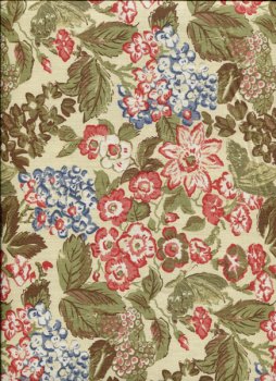 Baumwollstoff Naive Blumen mit grünen Blättern