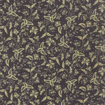 Baumwollstoff Florale, helle Ranken auf Dunkelgrau