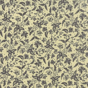 Baumwollstoff Florale, schwarze Ranken auf Hellbeige