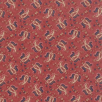 Paisleys und Ranken auf Rot