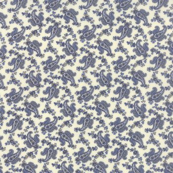 Blaue Paisleys und Ranken auf Hell