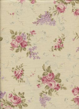 Lecien, Rosenbouquets und lila Blüten auf Beige