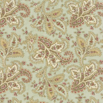 Baumwollstoff Floraler Paisleytraum auf Mintgrün