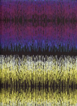 Frequenzen, gelb-blau-lila auf Schwarz