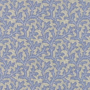Baumwollstoff Blaue Blättchenranke auf Hell