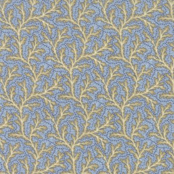 Baumwollstoff Helle Blättchenranke auf Hellblau