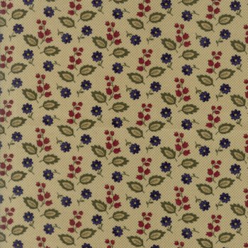 Blätter und Blüten auf feinem Karonetz, beige