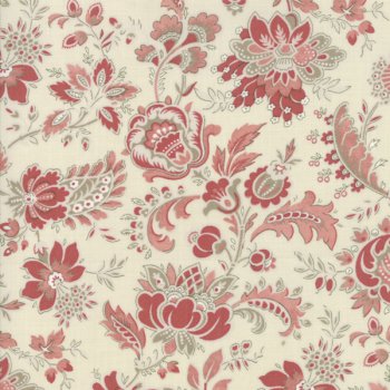 Baumwollstoff Rotes, florales Muster mit Paisleys auf Hell