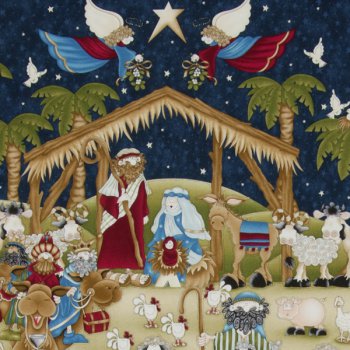 Panel 90 x 110 cm, Jesus-Krippe mit Figuren