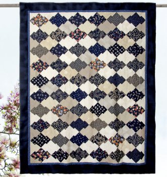 Quilt Japanische Puzzle blau-natur