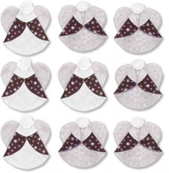 9 Engel Silber-rosa-dunkelrot