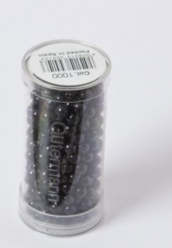 Röhrchen Glasperlen, schwarz, 4 mm