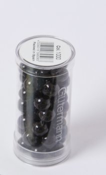 Röhrchen Glasperlen, schwarz, 8 mm