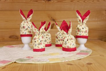 6 Eierwärmer-Hasen - Röschen-rot