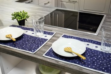 2 Tischsets mit Seminole - blau-grau-silber