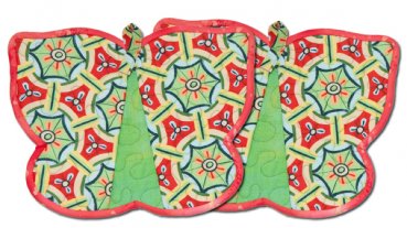 2 Handschuhtopflappen - Schmetterling - fröhlich-bunt