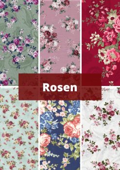 6 verschiedene Stoffe - Rosen