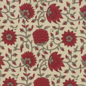 Blütenranken, rot-braun auf Beige