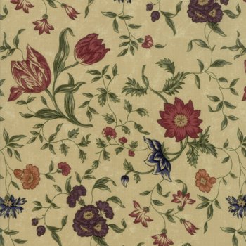 Elegante Blätterzweige mit Blüten auf Beige