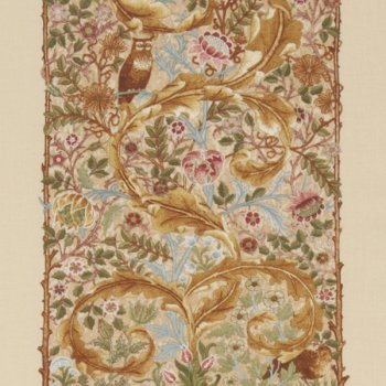 Bordüre, Jugendstilblumen, -ranken und -blätter mit Eule, eher braun-beige