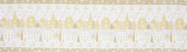 Panel 30 x 110 cm, Dorf mit Rentieren, beige-grau-gold