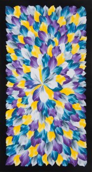 Panel 60 x 110 cm, Blütenblätter, lila-blau-gelb-grau