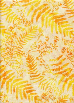 Batik, gelb-orangene Zweige auf Creme