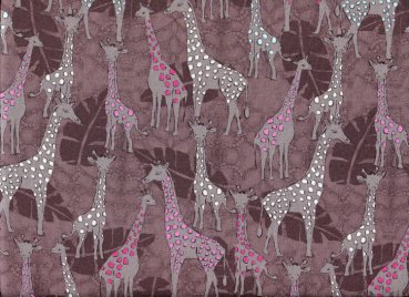 Graue Giraffen mit pinken, blauen oder weißen Flecken