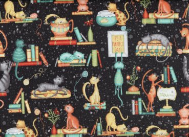 Verspielte Katzen, bunt auf Schwarz