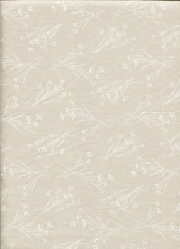 Rückseitenstoff 274 cm, Helle Gräser mit Blüten auf Beige