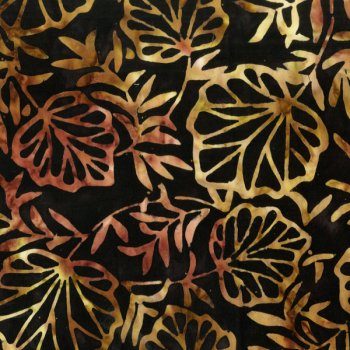 Batik, hellbraune Blätterkonturen auf schokoladenbraun