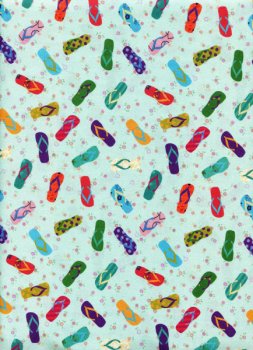 Bunte Flip Flops auf aqua
