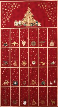 Panel 60 x 110 cm, Panel Adventskalender in rot-gold