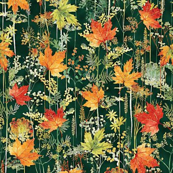 Herbstliche Blätter auf Grün mit Gold