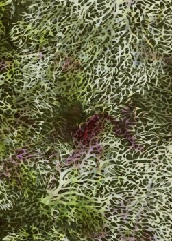 Batik, korallenähnliches Muster auf grün