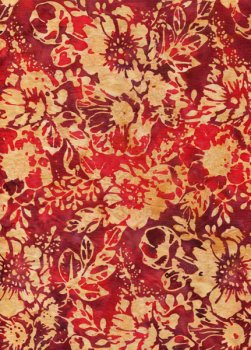 Batik, weinrot mit beigen Blumen