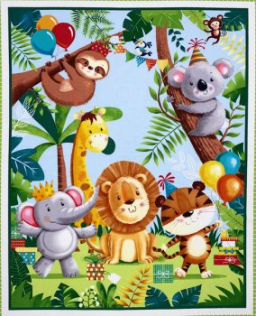Panel 60 x 110 cm, Geburtstagsparty der Zootiere
