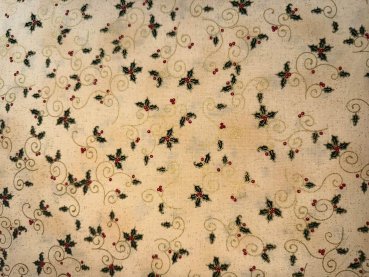 Kleine weihnachtliche Ilexblätter auf Beige mit Gold