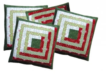 Nähanleitung für 4 Fat Quarter Log Cabin Kissen