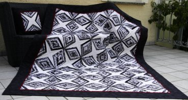 Patchworkdecke - Streifen-Stern-Decke schwarz-weiß