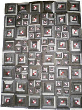 Quilt - Log Cabin schwarz-grau