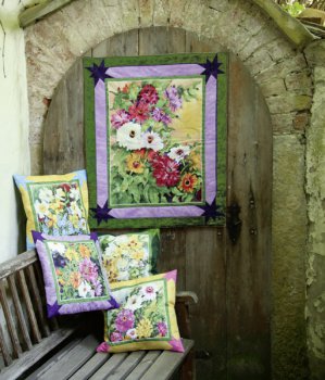 Blumenwandbild mit 4 Kissen