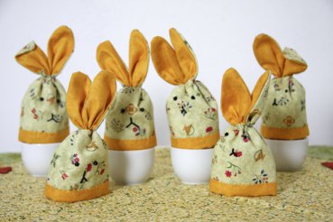 6 Eierwärmer-Hasen - eher beige-orange