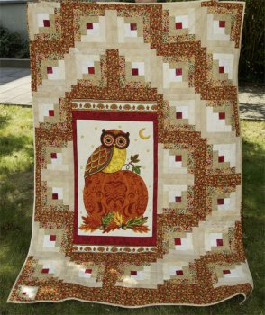 Quilt - Eulen-Log-Cabin